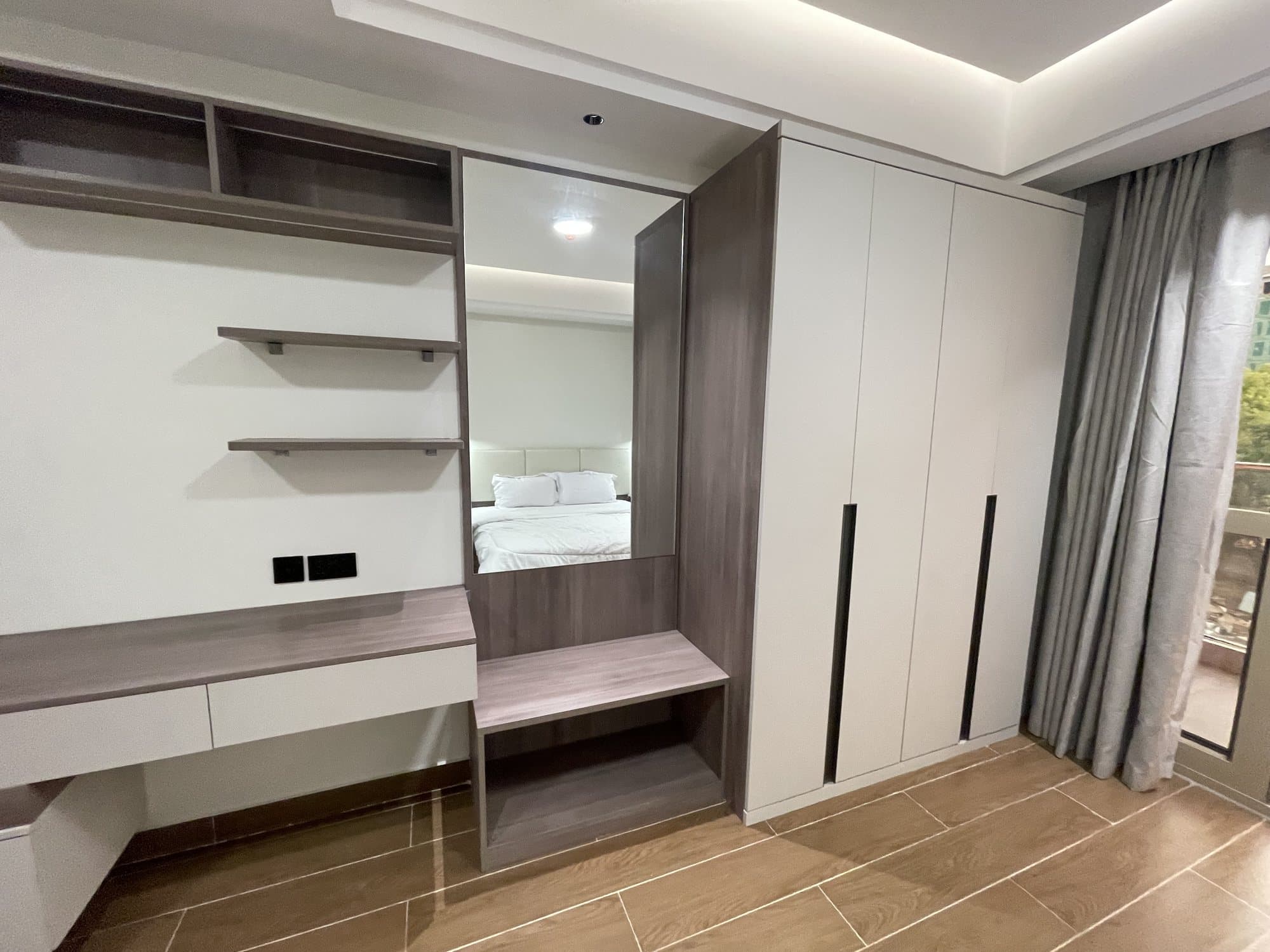 Wardrobe and open storage